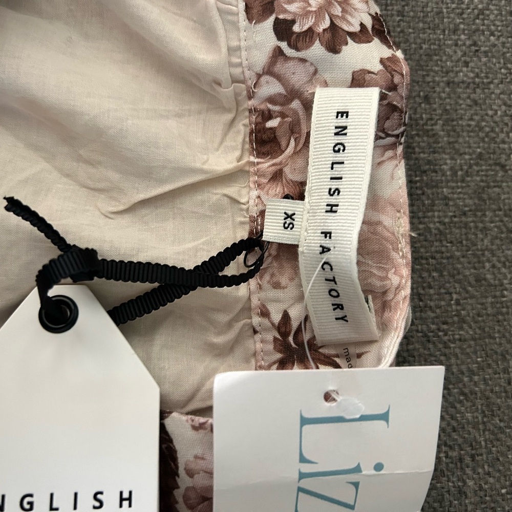English Factory Cream and Brown A-Line Skirt for Casual Resort Wear